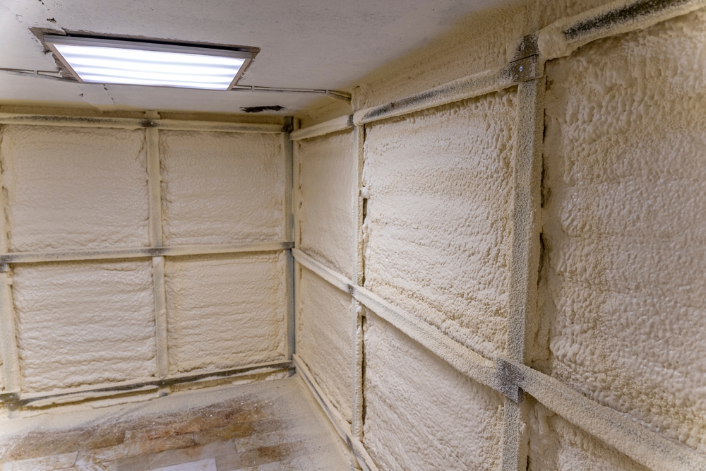 WallsOfTheBasementGarageInsulatedWithPolyurethaneFoam walls of the basement garage insulated with polyurethane foam